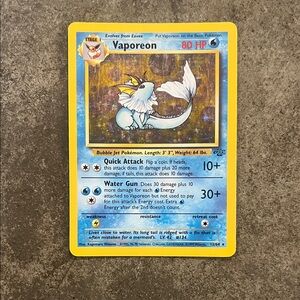 Vaporeon Holo Pokémon Card - Blue & Yellow Hologram Vintage Rare